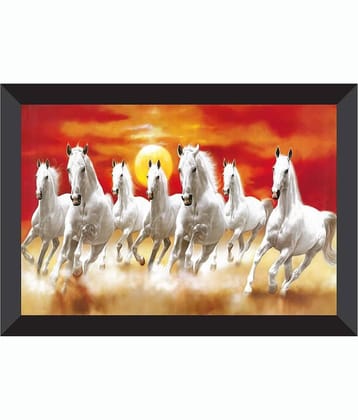 SNDArt  Vastu 7 Lucky Running Horses Painting With Frame For Living Room Gift Items 11 x 14 inch
