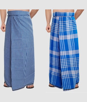 Feather Green - Multi Cotton Blend Men's Lungi ( Pack of 2 )