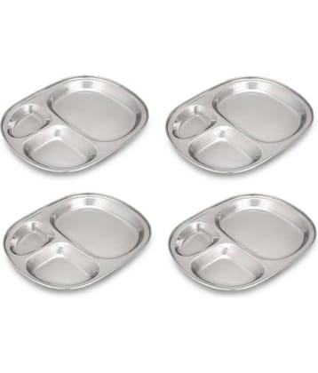 Dynore 4 Pcs Stainless Steel Silver Partition Plate