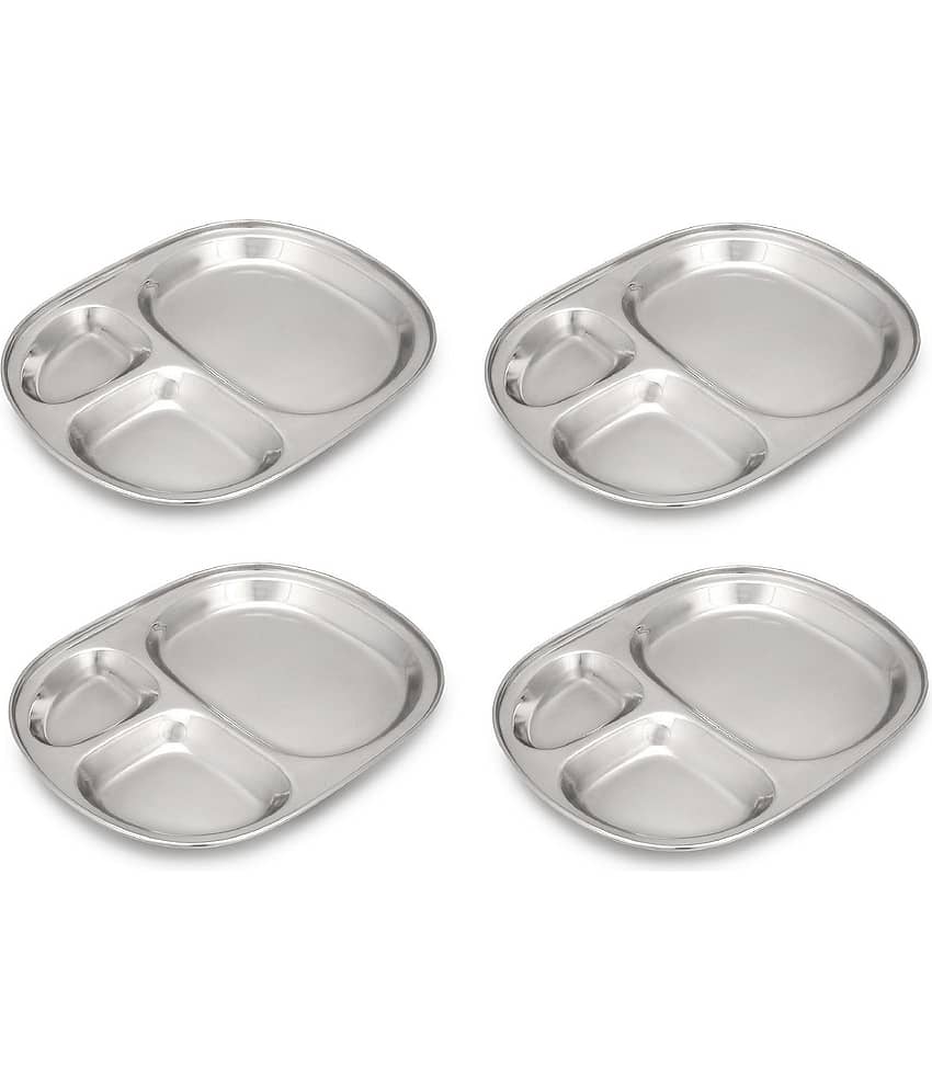Dynore 4 Pcs Stainless Steel Silver Partition Plate