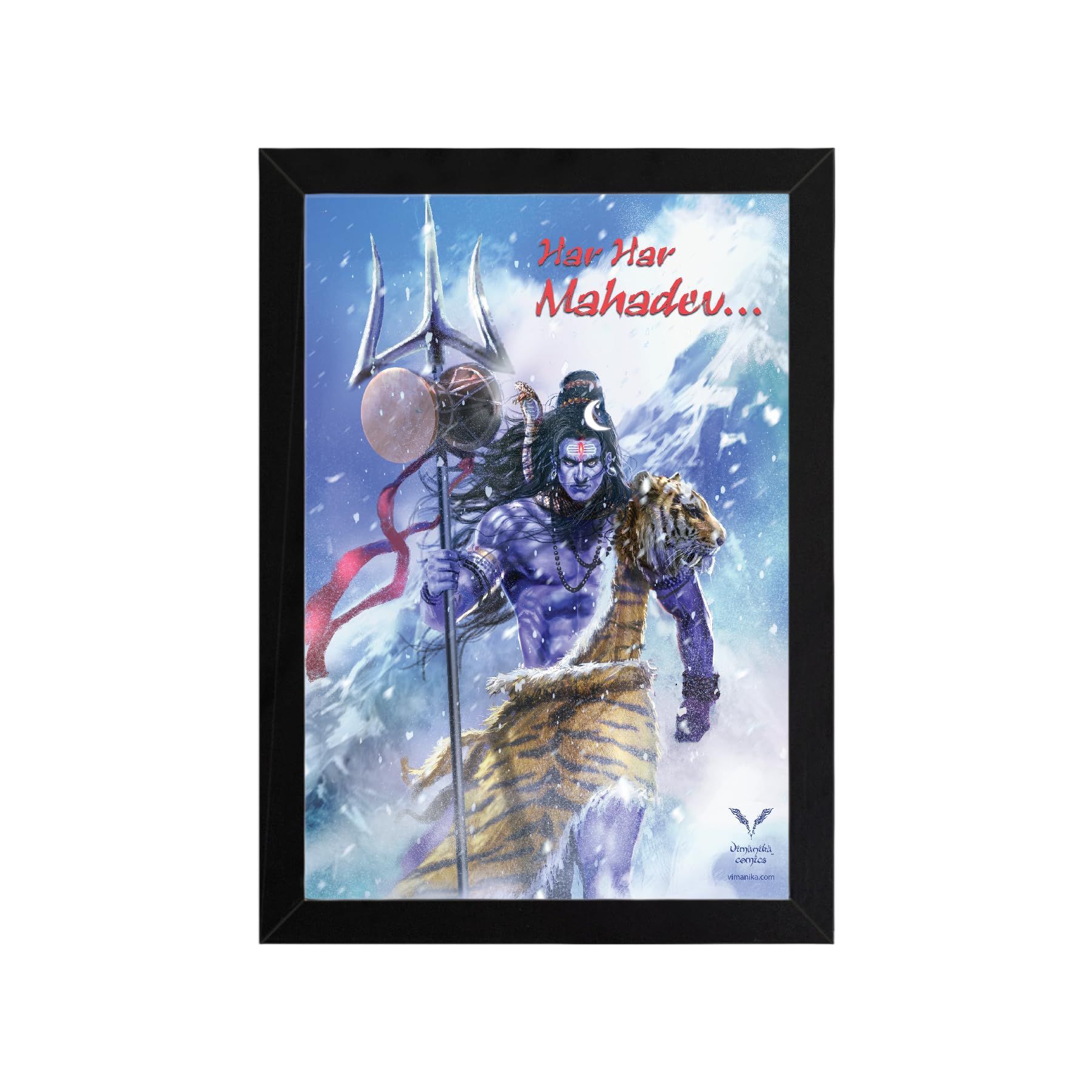 Vimanika Comics Har Har Mahadev Photo Frame Wall Painting For Home Decoration And Gifting (12 x 18 inch)