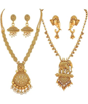 YouBella Jewellery Sets for Women Gold Plated Necklace Jewellery Set with Earrings for Girls/Women (Spiral and Bahubali Combo)