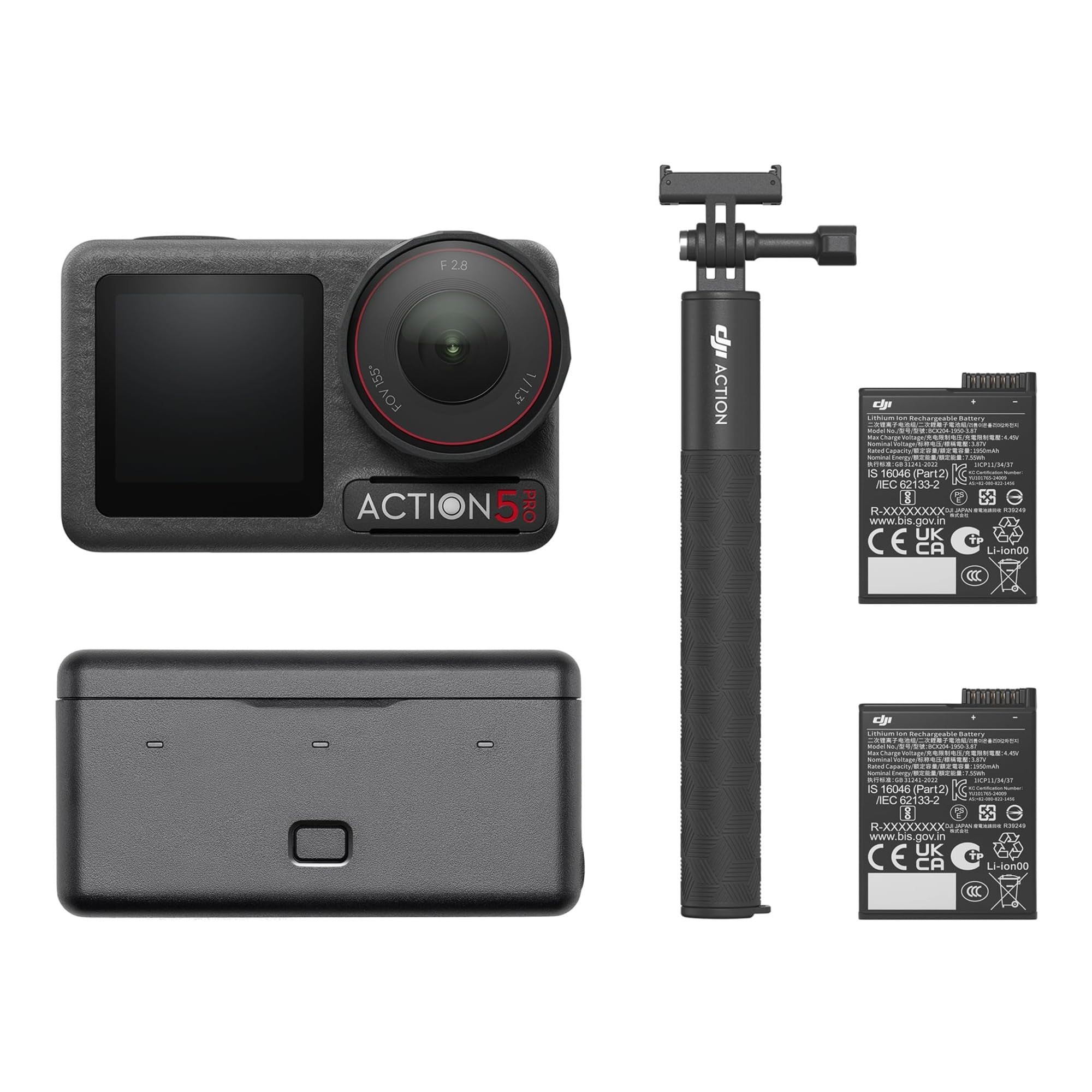 DJI Osmo Action 5 Pro Adventure Combo, Action Camera 4K with 1/1.3" Sensor, 12h Extended Battery Life with 3 Batteries, Stabilization, Dual OLED Touchscreens, Mini Action Camera for Travel, Vlog DJI Osmo Action 5 Pro Adventure Combo, Action Camera 4K wit