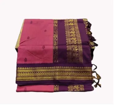 Paithani Silk Cotton Saree pink and purple