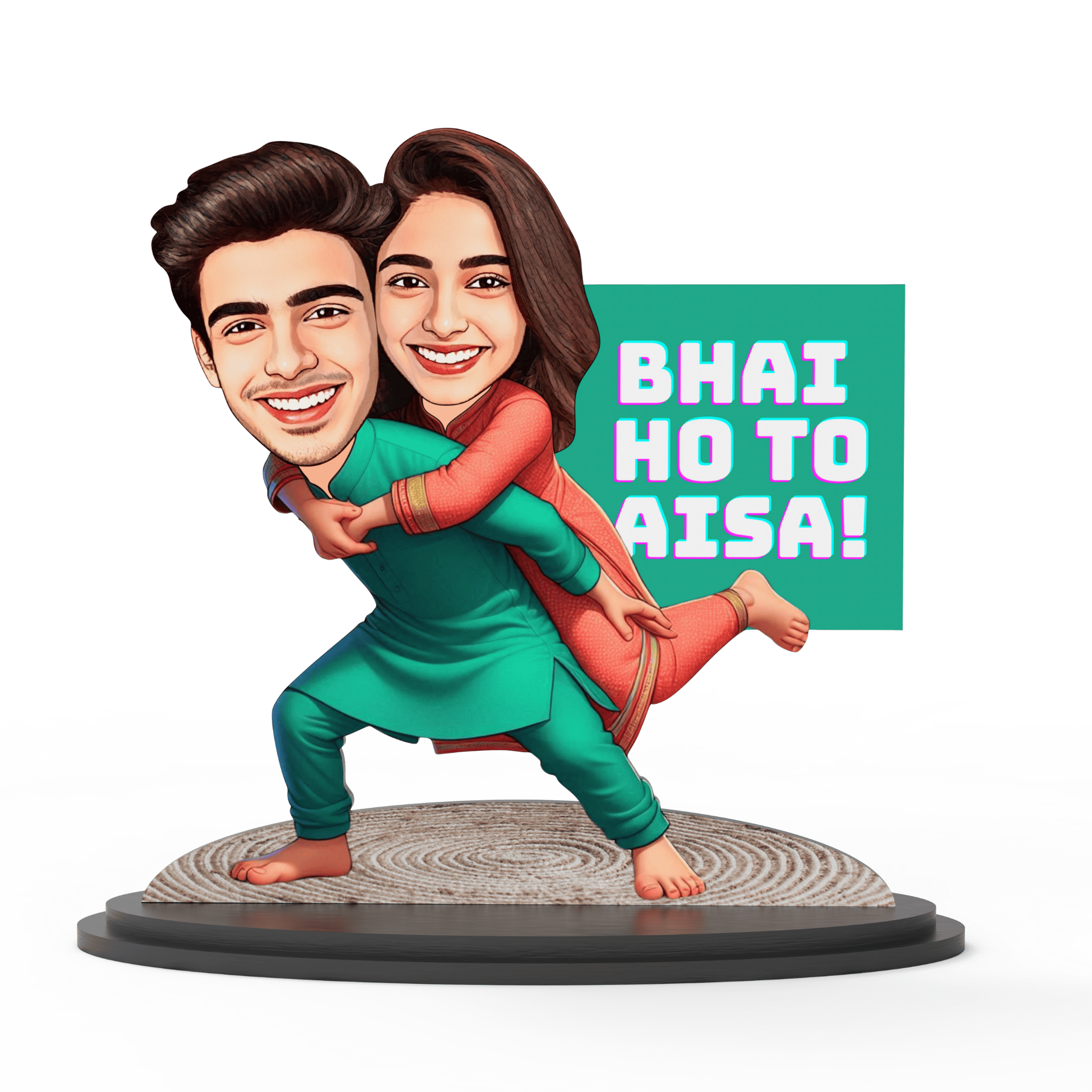 Avatar Studio Personalized Gift for Brother, Sister, Friends Character Caricature Photo Frame Unique Design Customized Gift for Bhai Dooj & Rakshabandhan (BRO SIS - 4)