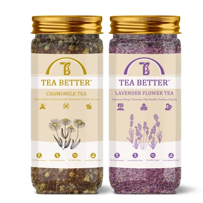 Lavender & Chamomile Tea Combo-Lavender 40g & Chamomile 35g