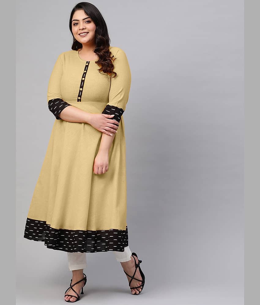 Estela - Beige Cotton Blend Women's Flared Kurti ( Pack of 1 )