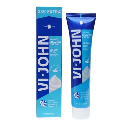 VI-JOHN  Dermatologically Tested All Skin Type Shaving Cream enriched with Vitamin E & Tea Tree Oil -124g (Pack of 12)
