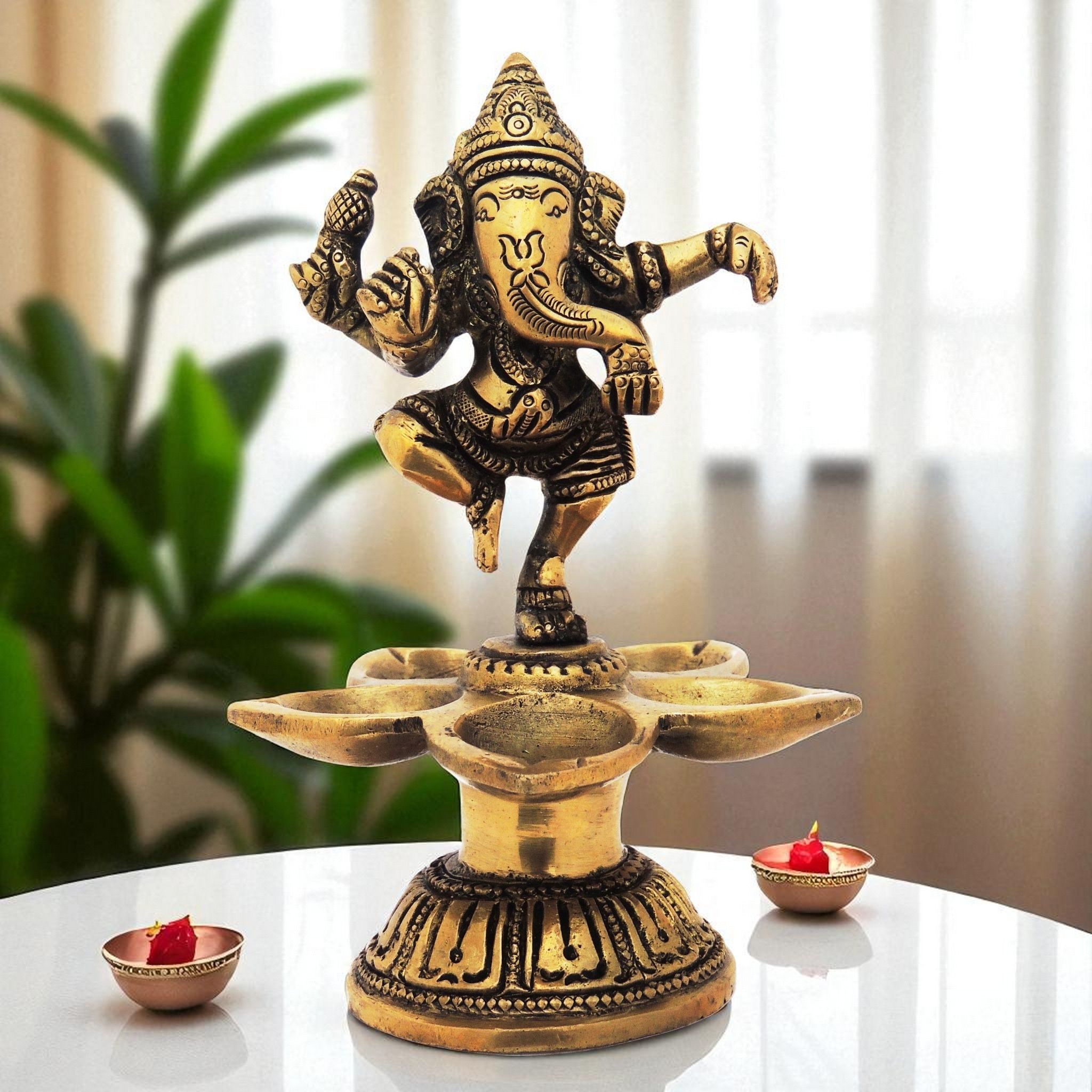 Brass Showpiece Dancing Ganesha Statue (BSMAS218 B)
