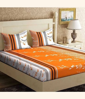 Decent Home Orange Microfiber 1 Double Queen Bedsheet with 2 Pillow Covers ( 220 cm x 220 cm )