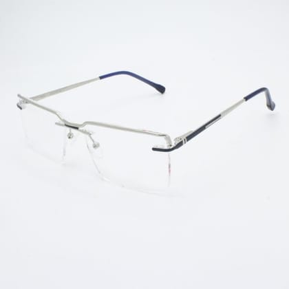 Lensoz Elite X Luxe Rimless Rectangle - Narrow - Silver & Blue