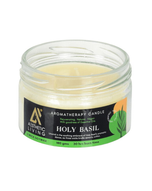 Aesthetic Living 3- Wick Holy Basil Candle, 180 gm
