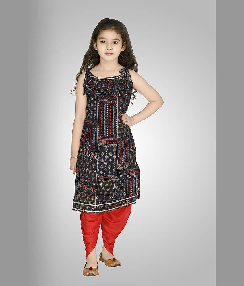 Arshia Fashions Girls Rayon Patiala Kurta Set ( Pack of 1 , Blue )