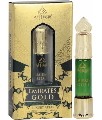 Al - Hassan Emirates Gold Attar For Men & Women Alcohol-free ittar Roll on 6 ml (Pack of 1)