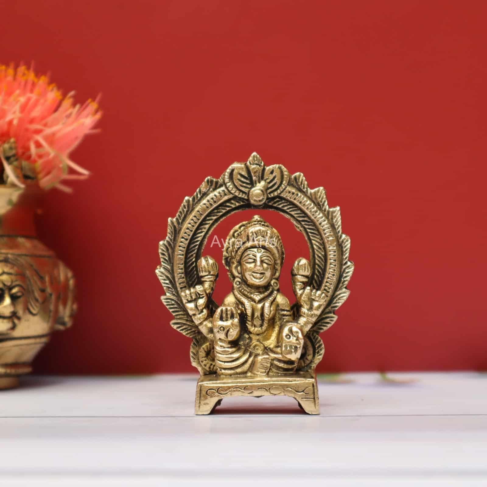 Graceful Lakshmi Devi Idol in Brass - 3.7 Inch Height