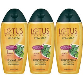Lotus Herbals KeraVeda Hennapura Henna Shampoo With Conditioner  With Bhringraj   200Ml  (Pack Of 3)