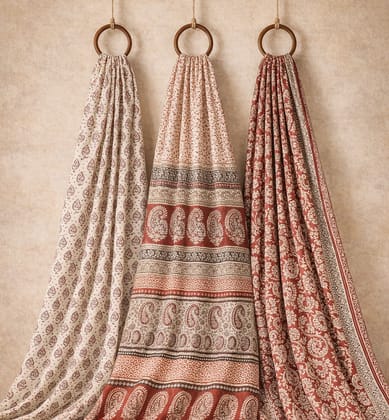 Hand Block Printed Bagh Cotton Suit – 3 Piece Unstitched