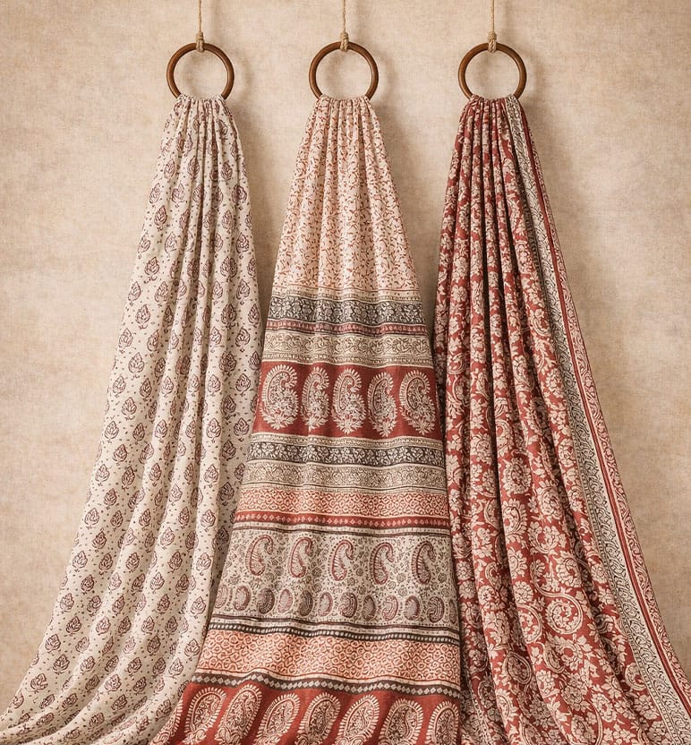 Hand Block Printed Bagh Cotton Suit – 3 Piece Unstitched