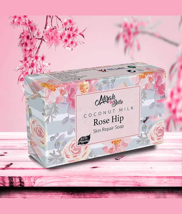 Mirah Belle - Organic Coconut Milk, Rosehip Skin Repair Soap 125gm - For Anti-Aging & Anti-Acne- Handmade Soap