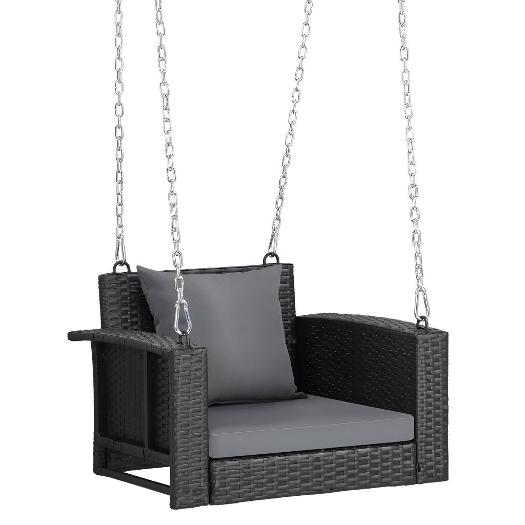 MJA FURNITURE Patio Swing Chair Single Seater Without Stand for Balcony and Garden | Patio Hammock Jhula for Children & Adults | Rattan and Wicker Swing Chair | Outdoor Sofa