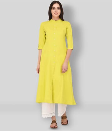 Pistaa - Green Cotton Women's Front Slit Kurti ( Pack of 1 )