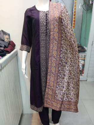 Anarkali suit muslin material  heavy dupatta