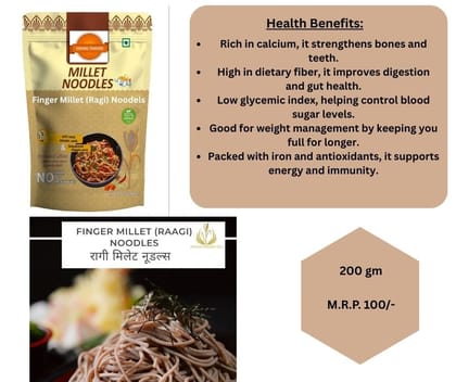 Vishnu Traders Finger Millet (Ragi) Noodles (200g) | Healthy Whole Grain | Instant Meal
