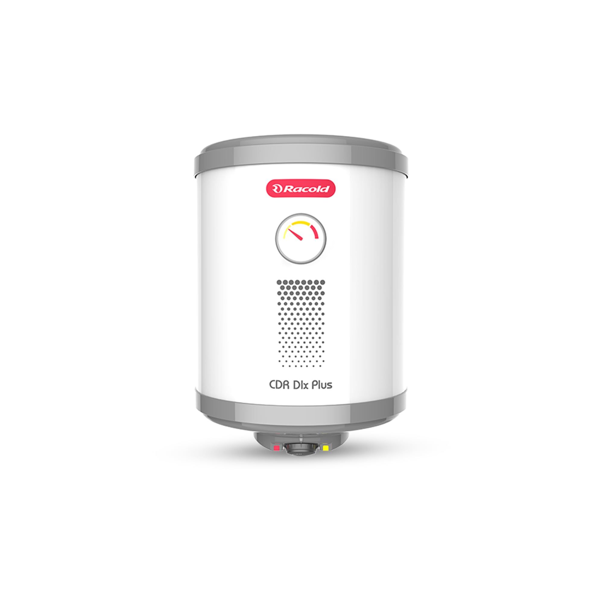 Racold CDR DLX Plus 10L Vertical Energy Efficient Storage Water Heater(Geyser) with Free Standard Installation & Pipes | Temperature Display | Temperature Knob | Titanium Enameled Coating Racold CDR DLX Plus 10L Vertical Energy Efficient Storage Water He