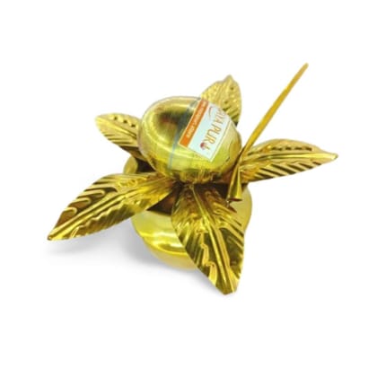 MAYAPURI Brass Mangal Kalash with Coconut & Amra Pallav for Daily Puja