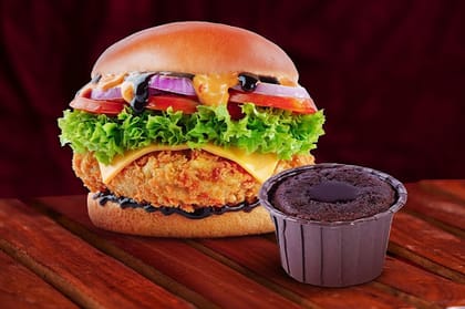American BBQ Chicken Burger + Choco Lava