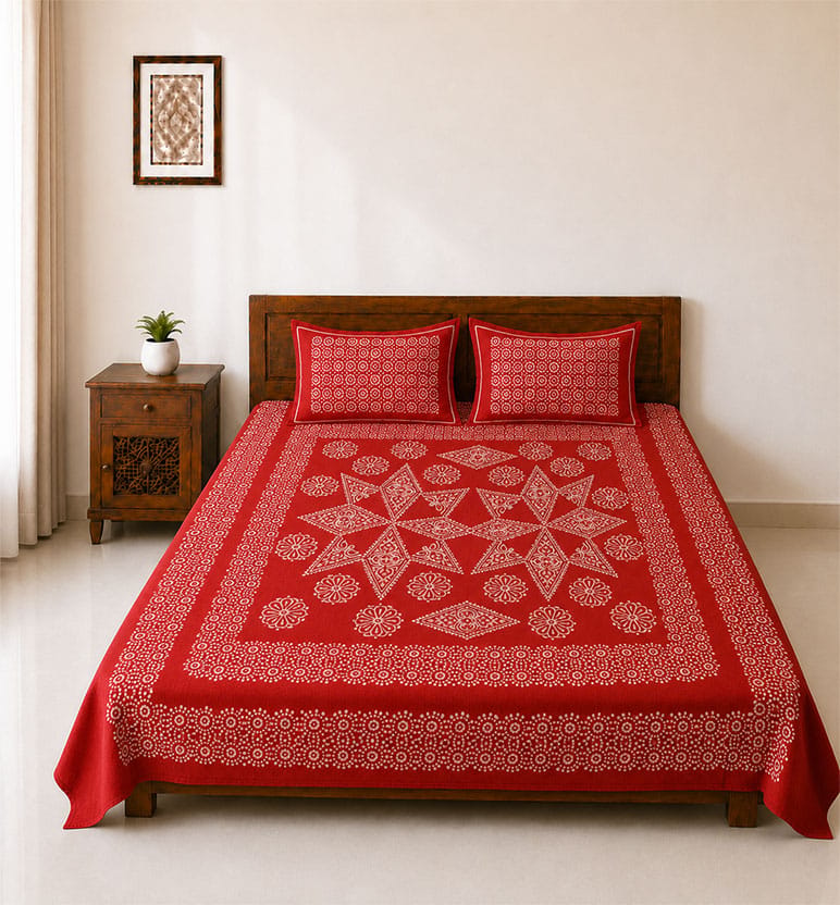Handcrafted Batik Cotton Double Bed Bedsheet