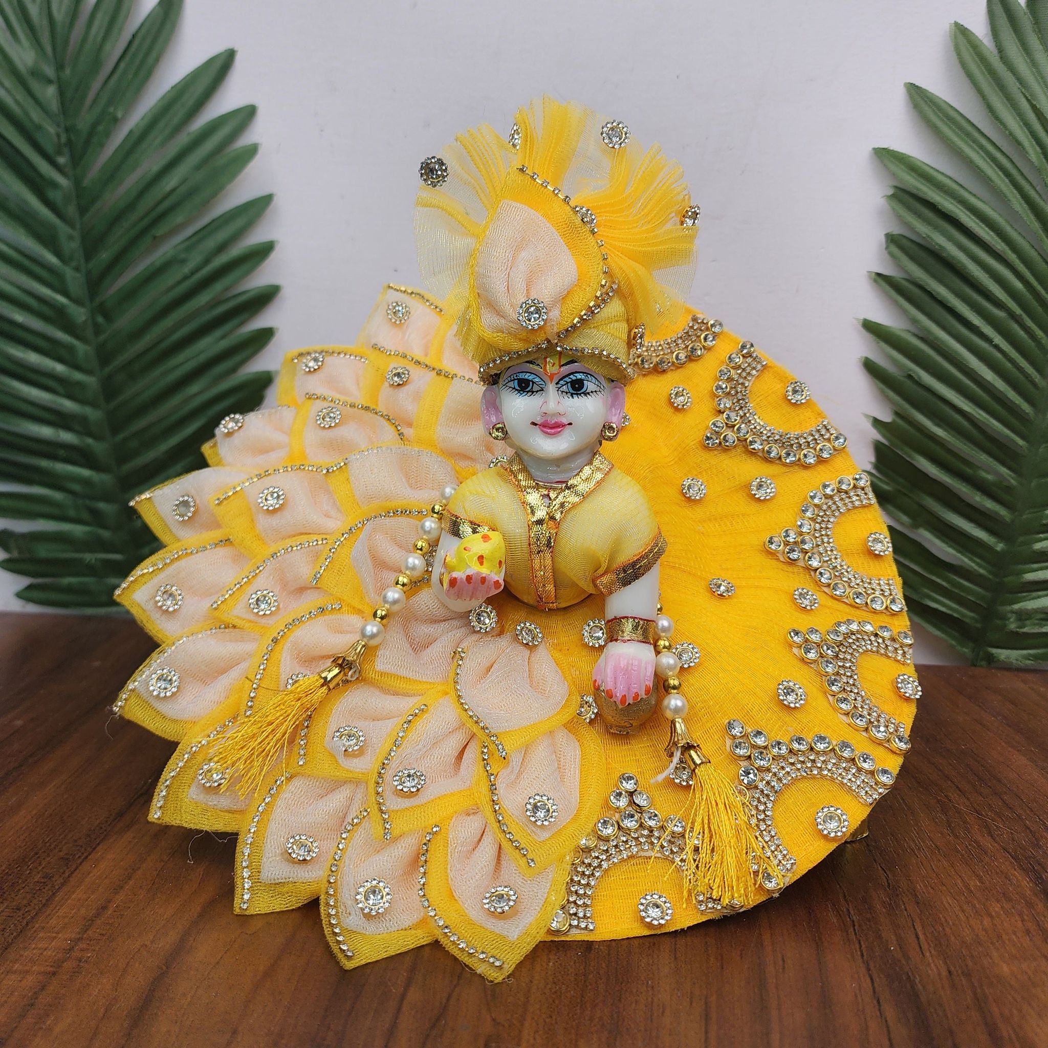 beautiful yellow leaf haar design with pagdi and patka-0