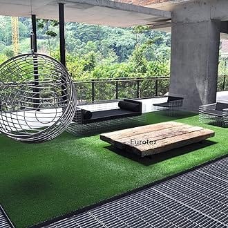Eurotex 45MM Artificial Grass Carpet Mat for Balcony, Lawn, Door, Soft Comfortable (PE & PP, Natural Green, 6.5x2 Feet).