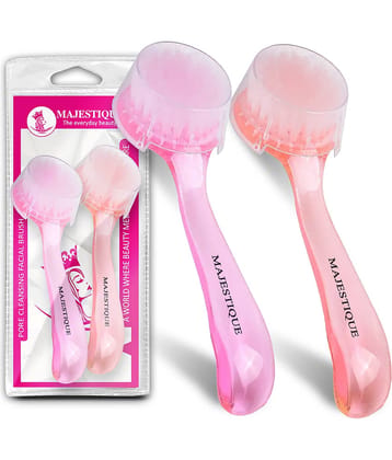 Majestique Pore Cleaning Facial Brush Combo | Makeup Skincare Removal | Face Wash Brush | Remove Blackheads and Massage Skin Cleansing - 2Pcs/Multicolor