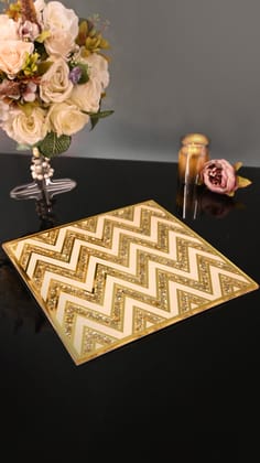 White & Gold Sequins Chevron: Placemat