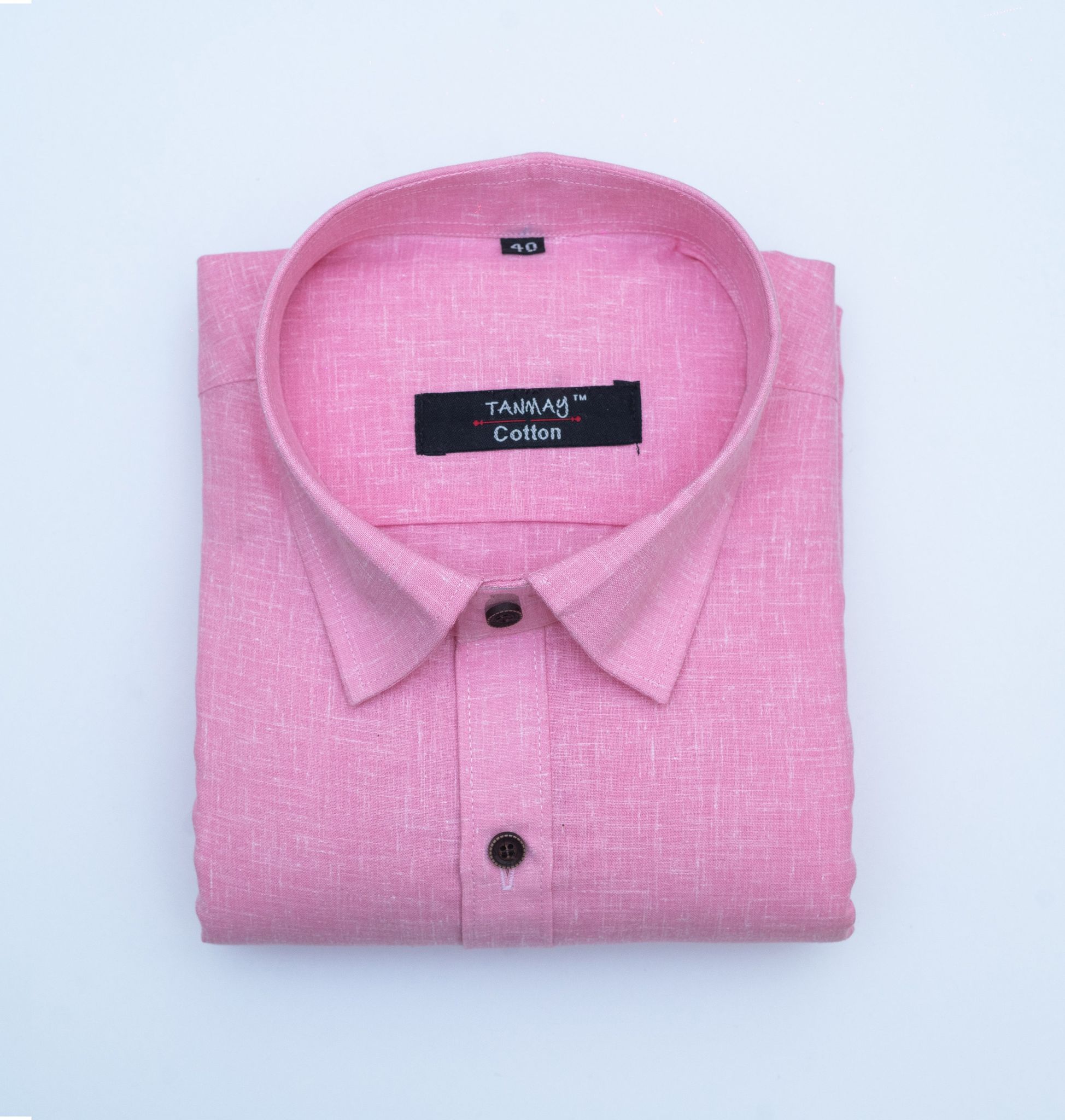 Cotton Tanmay Light Pink Color Linen Fill Formal Cotton Shirt For Men's-M (38 Inch) (97 CM) / Full