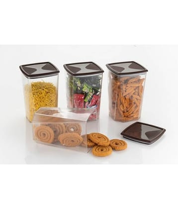 OFFYX Diamond Container Plastic Brown Multi-Purpose Container ( Set of 4 )