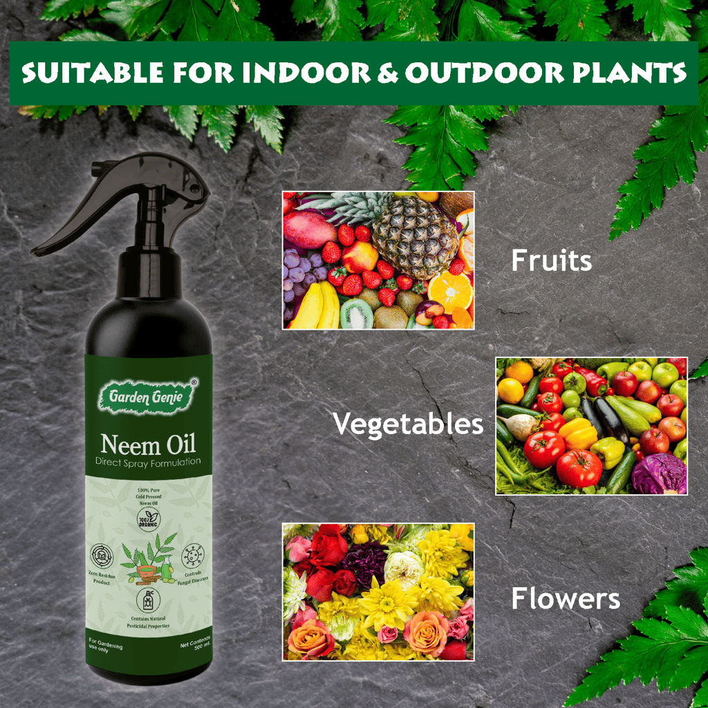 Garden Genie Neem Oil Spray for Plants 500ml | Pure Organic Cold Pressed Ready to Use Spray for Home Garden | Protect Plants from Fungus & Other Common Pests