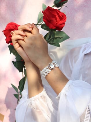 Pasban Polki Pearl Bracelet-Silver