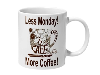 Multicolor Less Monday More Coffee Ceramic Mug