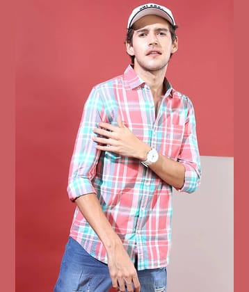 Highlander 100% Cotton Slim Fit Checks Full Sleeves Men's Casual Shirt - Multicolor ( Pack of 1 )