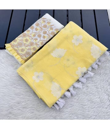 Gullak Georgette Embellished Saree With Unstitched Blouse Piece ( Yellow )