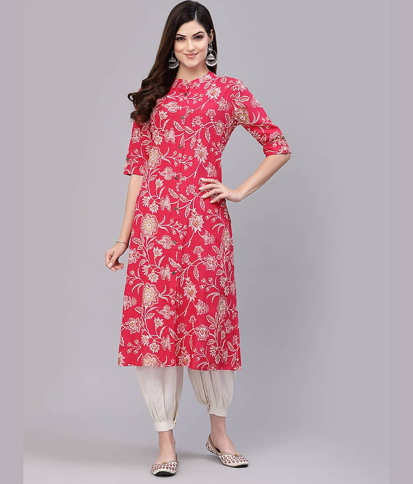 Stylum - Teal Rayon Women's Front Slit Kurti ( Pack of 1 )