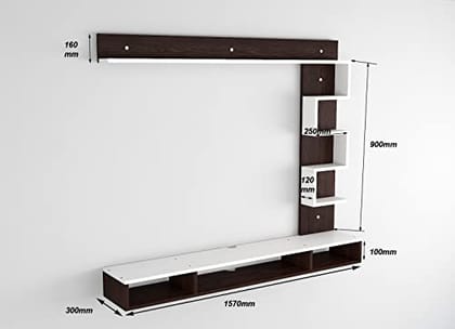 DAS Hubert Engineered Wood TV Entertainment Unit Stand Set TOP Box Stand with Shelves and Display Rack Flowery Wenge & Frosty White- Ideal for UP to 55 INCH Screen DAS Hubert Engineered Wood TV Entertainment Unit Stand Set TOP Box Stand with Shelves and Display Rack Flowery Wenge & Frosty White- Ideal for UP to 55 INCH Screen