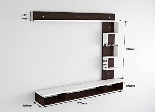 DAS Hubert Engineered Wood TV Entertainment Unit Stand Set TOP Box Stand with Shelves and Display Rack Flowery Wenge & Frosty White- Ideal for UP to 55 INCH Screen