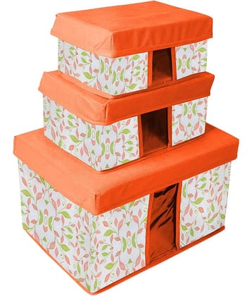 PRETTY KRAFTS Storage Combo Pack of 3,Yellow/Organizer/Storage Box/Toys Storage Box/Books Storage Box