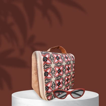 Toiletry Organizer - Black Maroon Floral