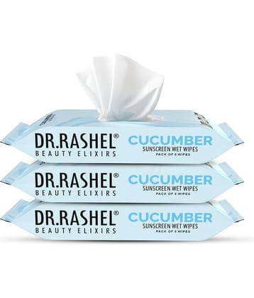 DR.RASHEL Cucumber Sunscreen Spf 15 Wet Wipes For All Skin Types - 24 Wipes (Pack of 3)