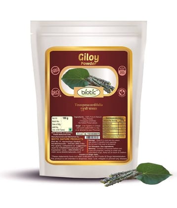 Biotic Guduchi Powder (Tinospora cordifolia) Giloy Powder/Gulvel 100 gm