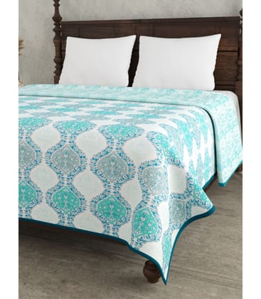 Mulmul Magic Reversible Cotton Dohar  Super King | Persian Blue, Carrot, Yellow, Ocean Blue